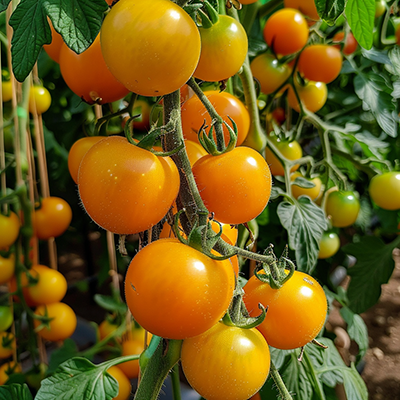 Plants de tomates patio orange en pleine croissance, idéales pour le jardinage urbain et biologique